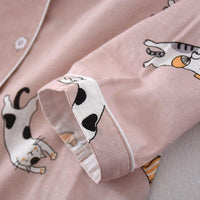 Thumbnail for Kitty Cats Cotton Pajama Set - KittyNook Cat Company