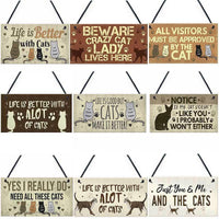 Thumbnail for Kitty Quips Wooden Door Hanging Sign - KittyNook Cat Company