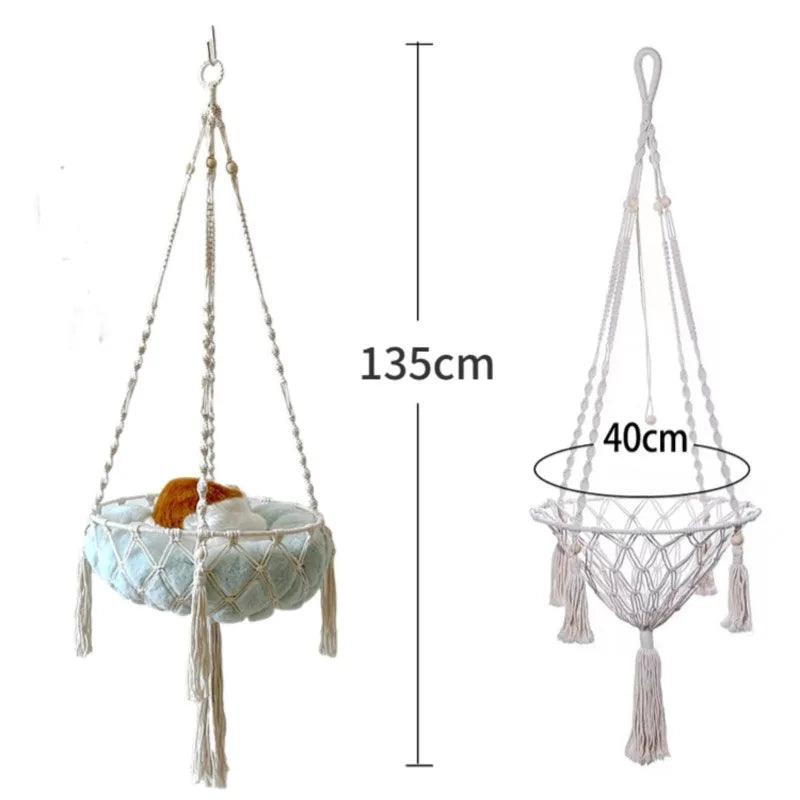 KittyKnot Cozy Macrame Cat Hammock Bed Cat Beds KittyNook Cat Company   