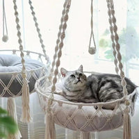 Thumbnail for KittyKnot Cozy Macrame Cat Hammock Bed Cat Beds KittyNook Cat Company   