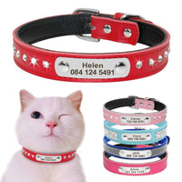Thumbnail for Leather Nameplate Cat Collar - KittyNook