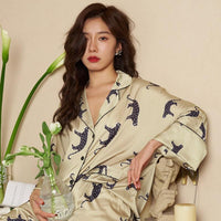 Thumbnail for Leopard Dreams Silk Pajamas - KittyNook Cat Company