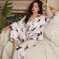 Thumbnail for Leopard Dreams Silk Pajamas - KittyNook Cat Company