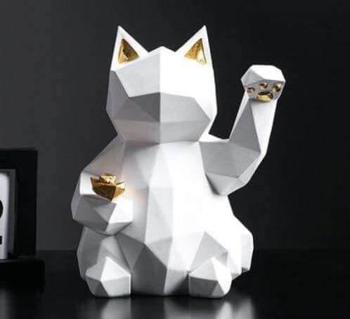 Lucky Cat Geometric Figurine - KittyNook