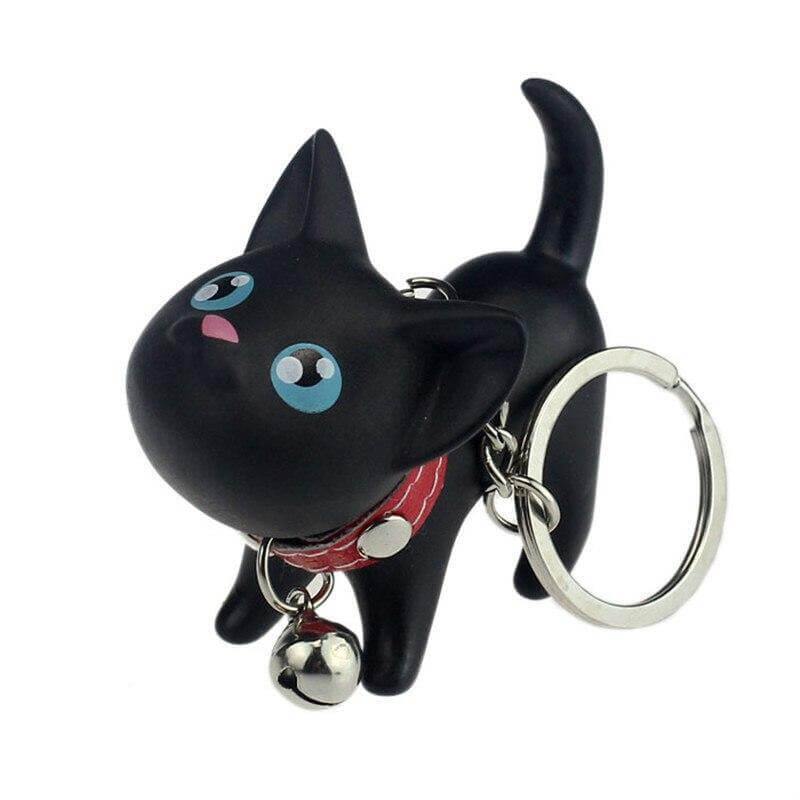 Meow Doll Black Kitten with Bell Keychain Keychains KittyNook   