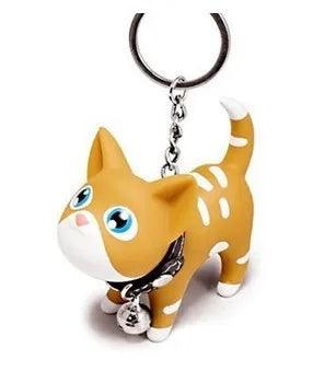 Meow Doll Black Kitten with Bell Keychain Keychains KittyNook Ginger Tabby Cat  