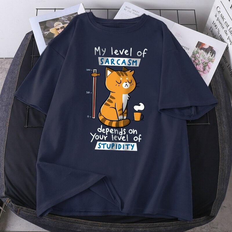 My Level of Sarcasm Cat TShirt Animals & Pet Supplies KittyNook Cat Company   