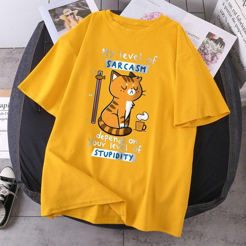 My Level of Sarcasm Cat TShirt - KittyNook Cat Company