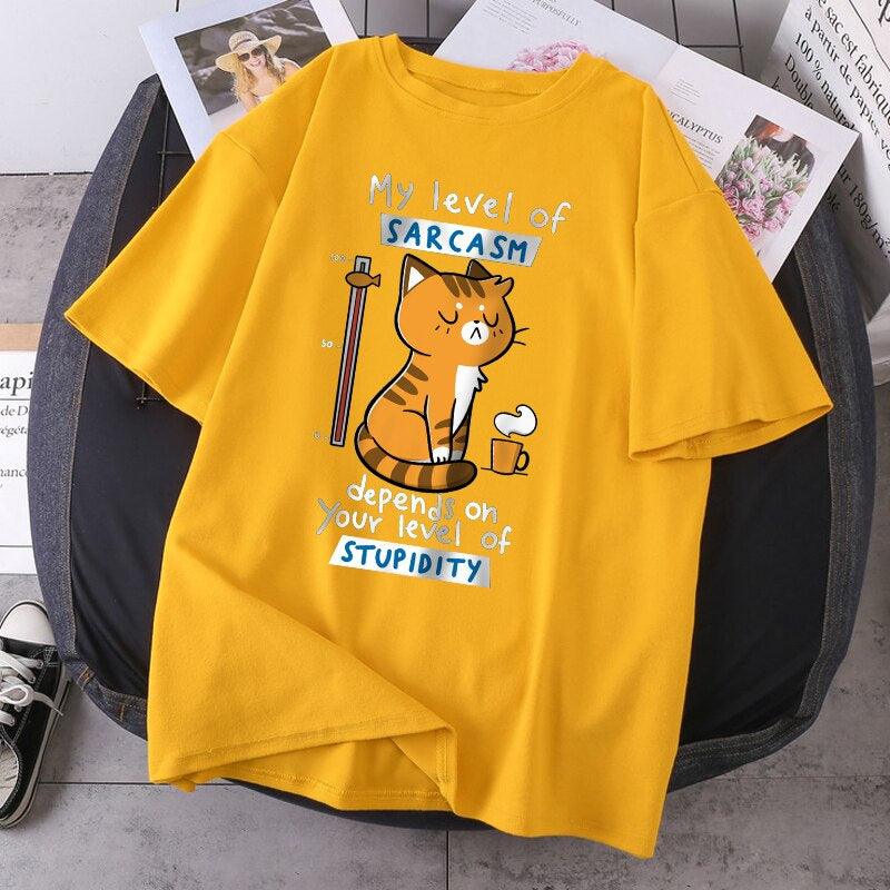 My Level of Sarcasm Cat TShirt Animals & Pet Supplies KittyNook Cat Company   