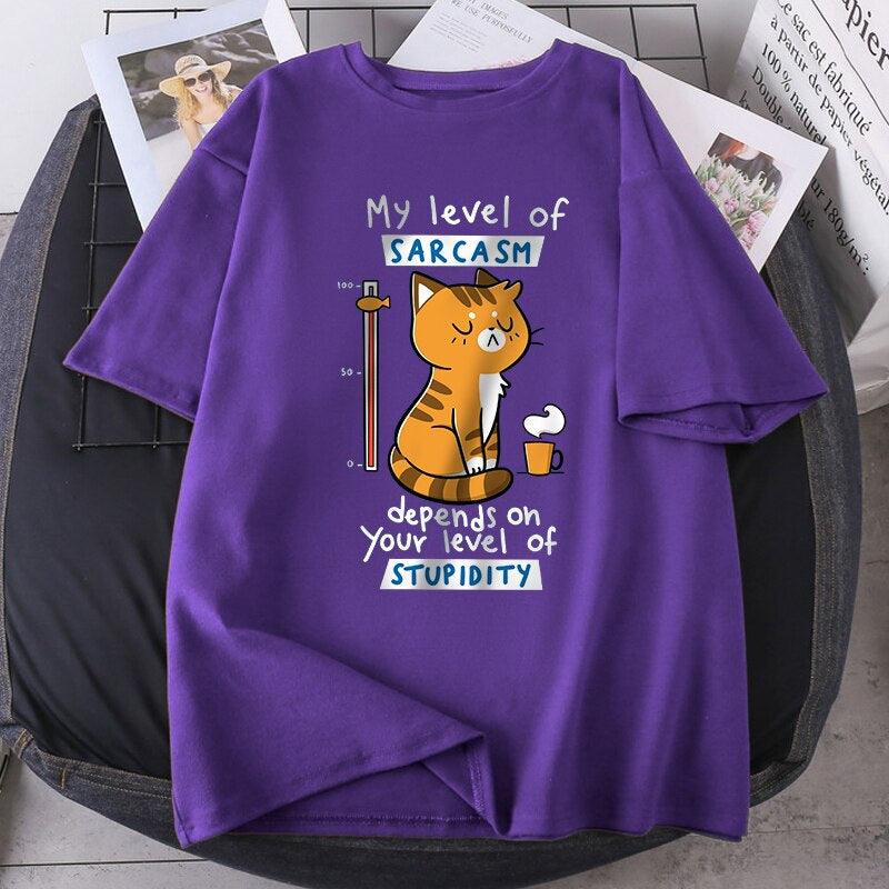 My Level of Sarcasm Cat TShirt Animals & Pet Supplies KittyNook Cat Company   