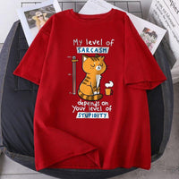 Thumbnail for My Level of Sarcasm Cat TShirt Animals & Pet Supplies KittyNook Cat Company Red S 