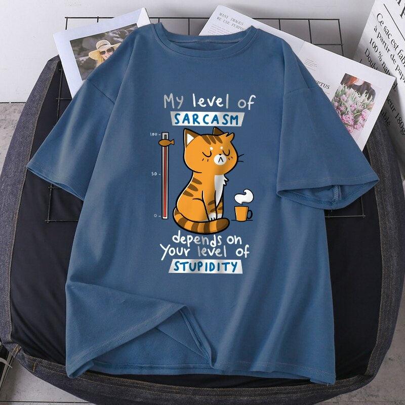 My Level of Sarcasm Cat TShirt Animals & Pet Supplies KittyNook Cat Company   