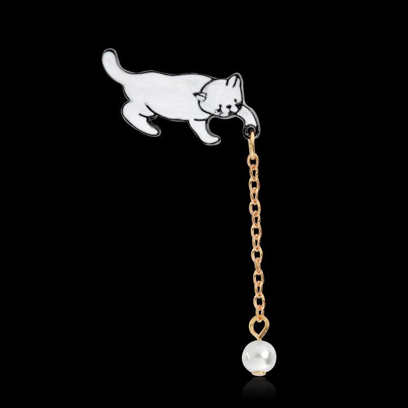 Pearl Drop White Cat Pin - KittyNook Cat Company