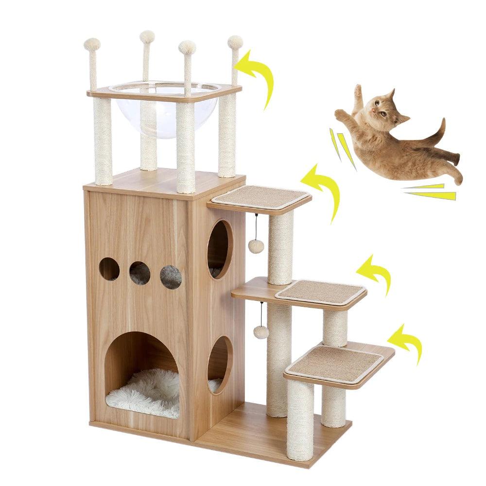 Playhouse Cat Tree With Hammock - KittyNook Cat Company