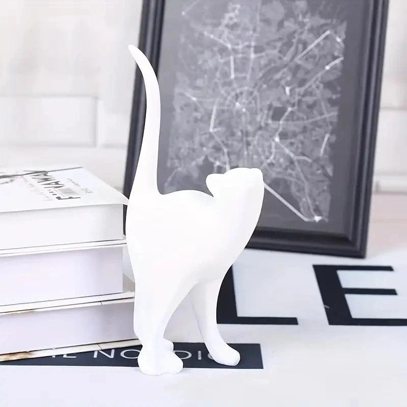 Poised Purrfect Resin Cat Statue Figurines KittyNook Cat Company Standing Cat - White  