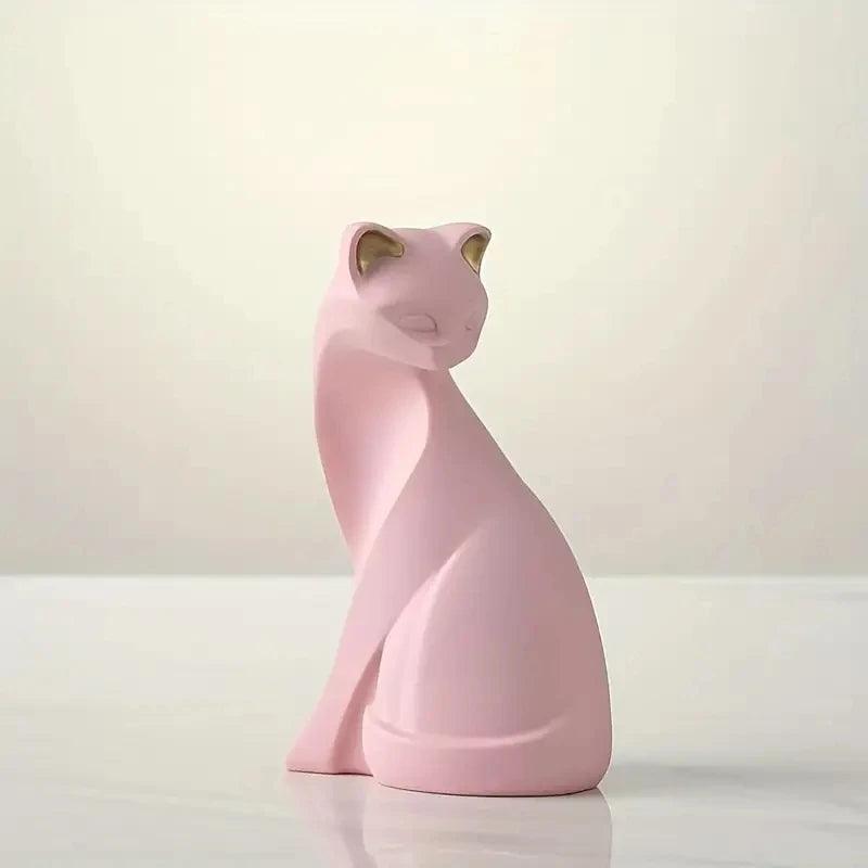 Poised Purrfect Resin Cat Statue Figurines KittyNook Cat Company Sitting Cat - Pink  