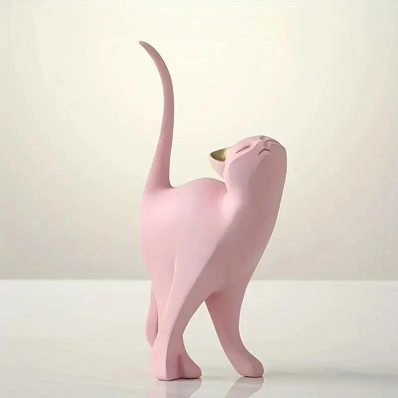 Poised Purrfect Resin Cat Statue Figurines KittyNook Cat Company Standing Cat - Pink  