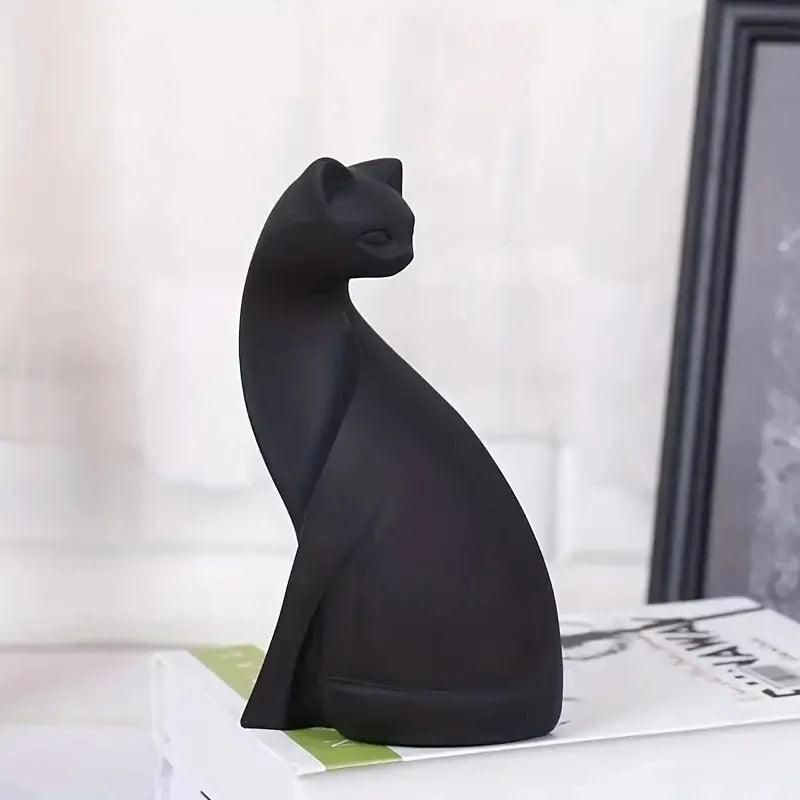 Poised Purrfect Resin Cat Statue Figurines KittyNook Cat Company Sitting Cat - Black  