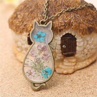 Thumbnail for Pressed Flowers Vintage Style Cat Necklace - KittyNook Cat Company