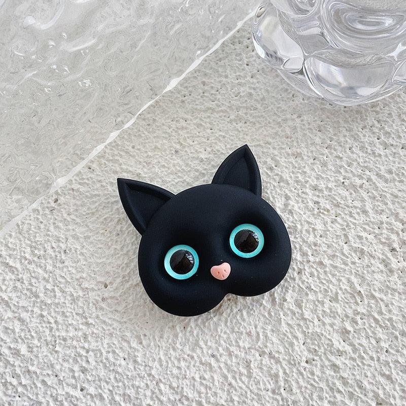 Purr Pop Phone Grip Electronics Accessories KittyNook Cat Company Black Cat - Blue Eyes  