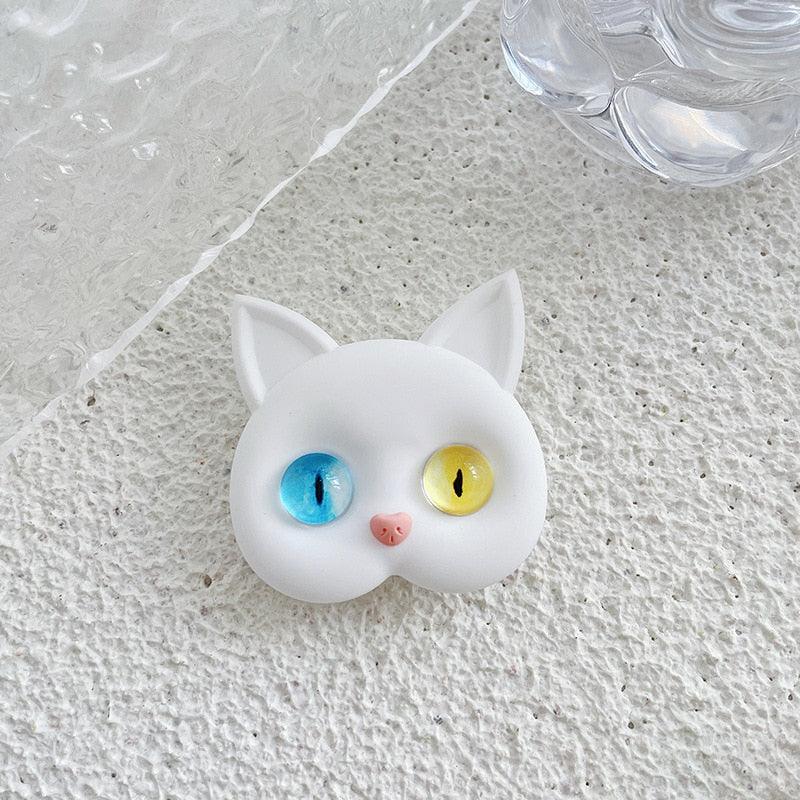 Purr Pop Phone Grip Electronics Accessories KittyNook Cat Company White Cat - Odd Slit Eyes  