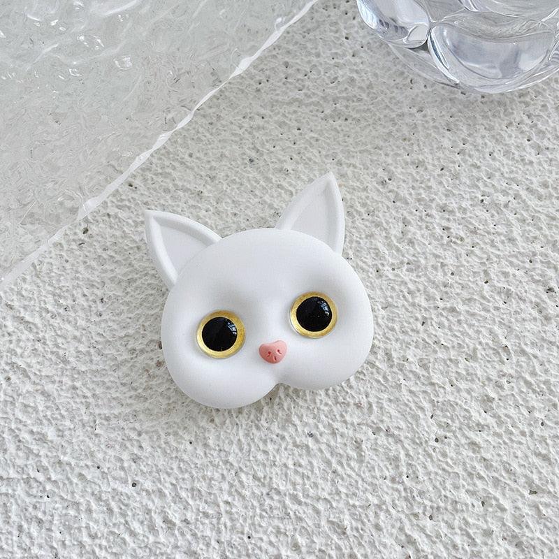 Purr Pop Phone Grip Electronics Accessories KittyNook Cat Company White Cat - Amber Eyes  