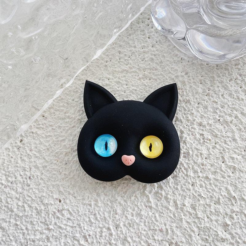 Purr Pop Phone Grip Electronics Accessories KittyNook Cat Company Black Cat - Odd Slit Eyes  