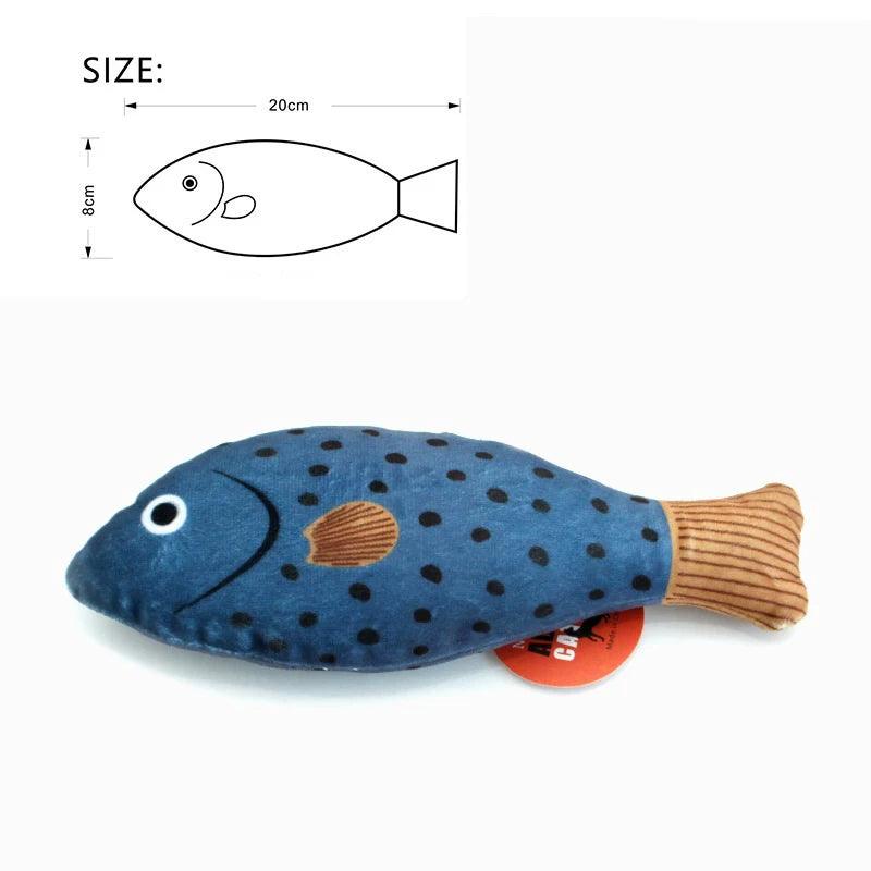 Purrfect Catch Catnip Fish Cat Toy Cat Toys KittyNook Cat Company Dotted Blue and Yellow Flat Fish  