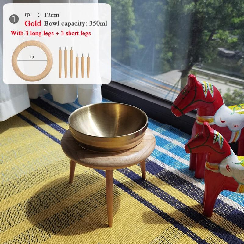 Purrfect Heights Stainless Steel Elevated Cat Bowl Pet Bowls, Feeders & Waterers KittyNook Cat Company Small - Gold Plated  