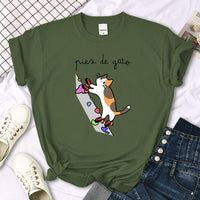 Thumbnail for Rock Climbing Cat Graphic Tee - KittyNook Cat Company