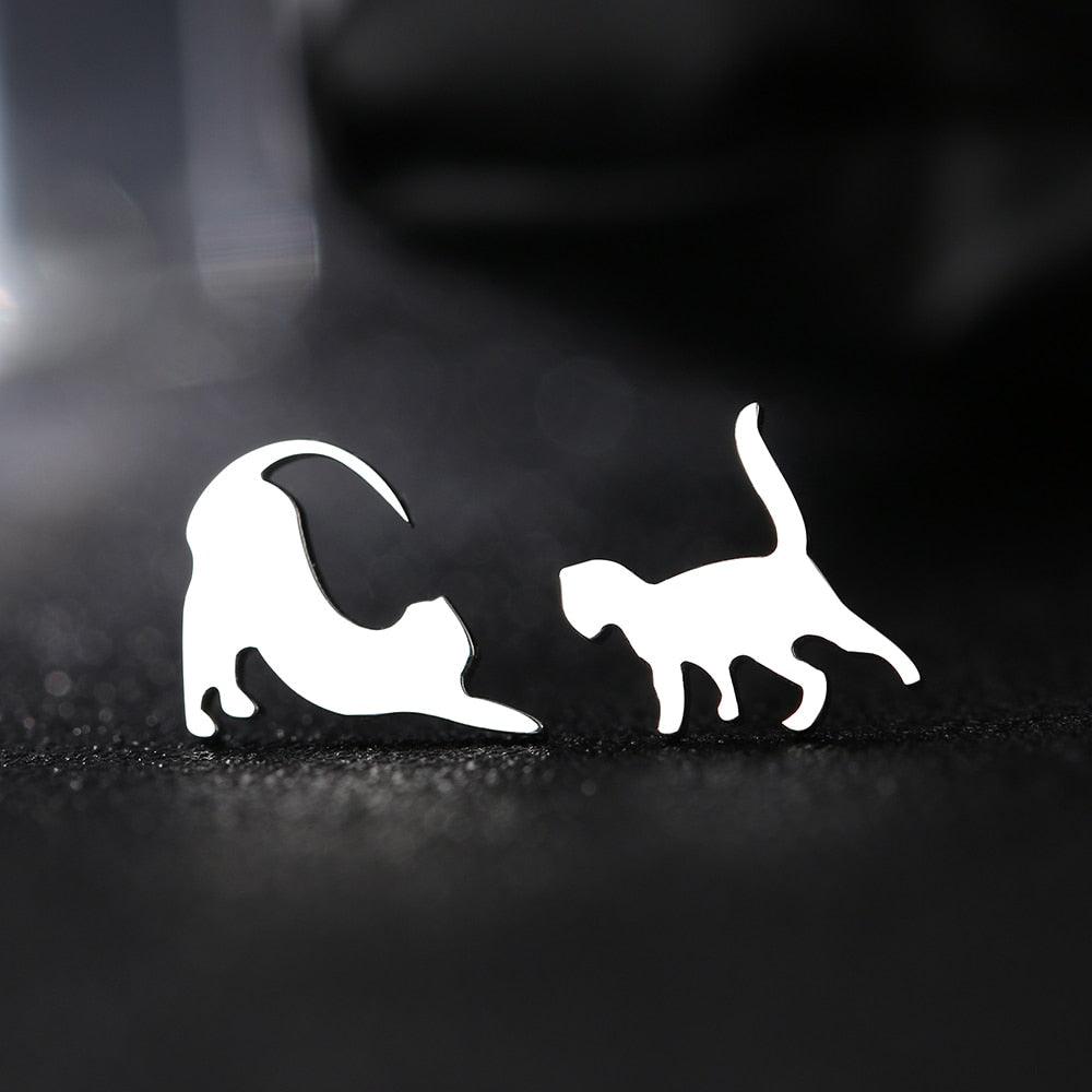 Running Cats Stainless Steel Earrings for Women - KittyNook Cat Company