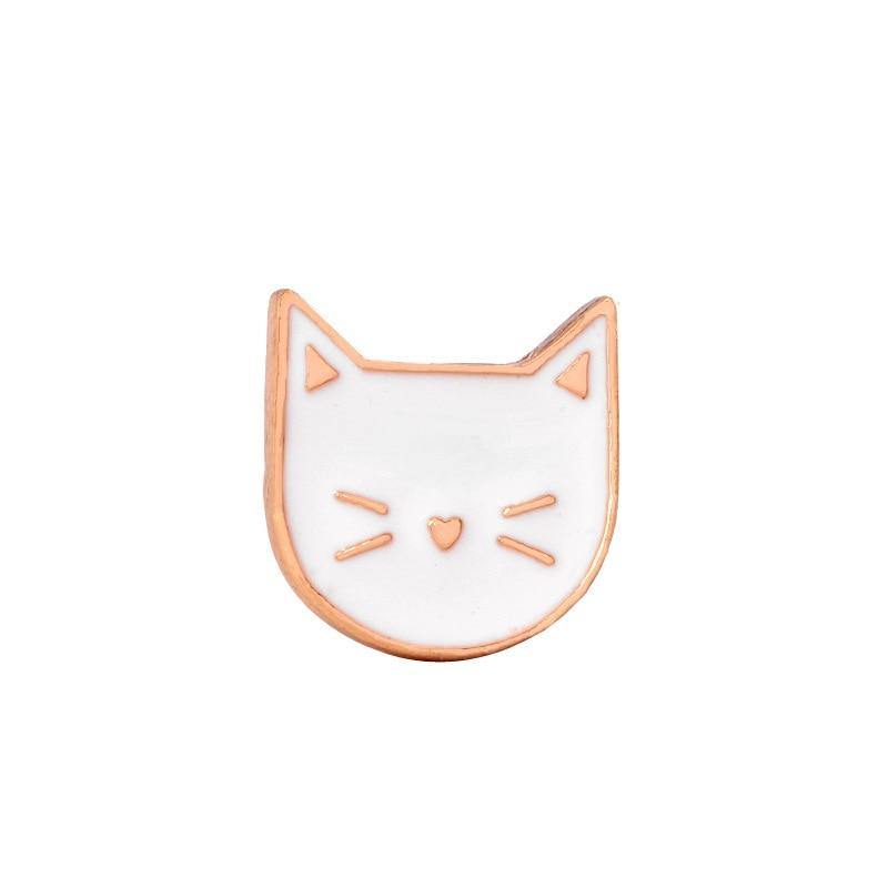 So Kawaii! Cartoon Enamel Cat Pins Apparel & Accessories KittyNook White Cat Head  