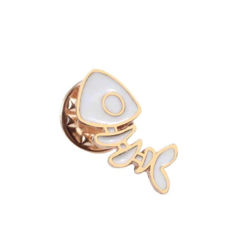 So Kawaii! Cartoon Enamel Cat Pins Apparel & Accessories KittyNook White Fish Bone  