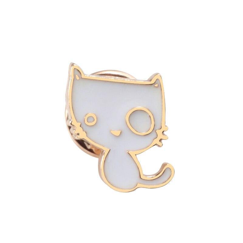 So Kawaii! Cartoon Enamel Cat Pins Apparel & Accessories KittyNook White Cat  