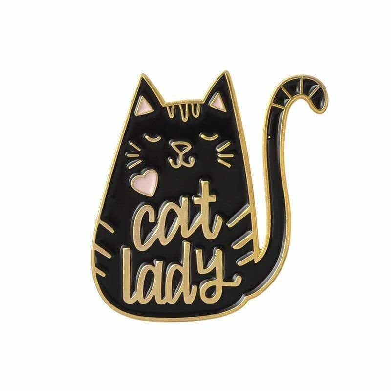 So Kawaii! Cat Lady and Dog Mom Pins Apparel & Accessories KittyNook Cat Lady Black  