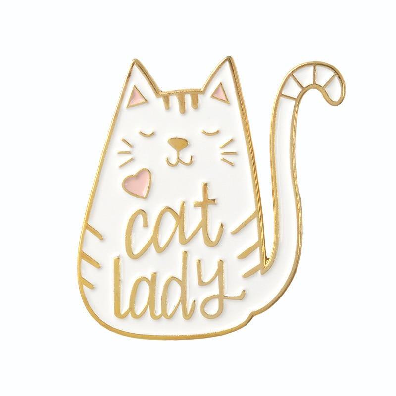 So Kawaii! Cat Lady and Dog Mom Pins Apparel & Accessories KittyNook Cat Lady White  