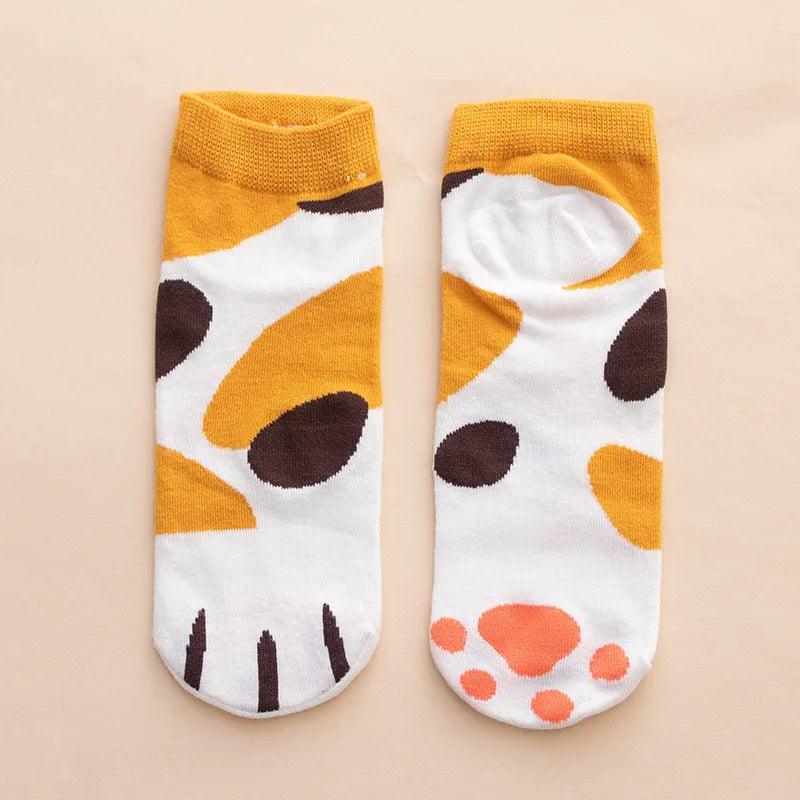 So Kawaii! Cotton Jacquard Paw Socks (4 Pairs) Socks KittyNook 4 Pairs - Calico Cat Style  