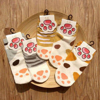 Thumbnail for So Kawaii! Cotton Jacquard Paw Socks (4 Pairs) Socks KittyNook   