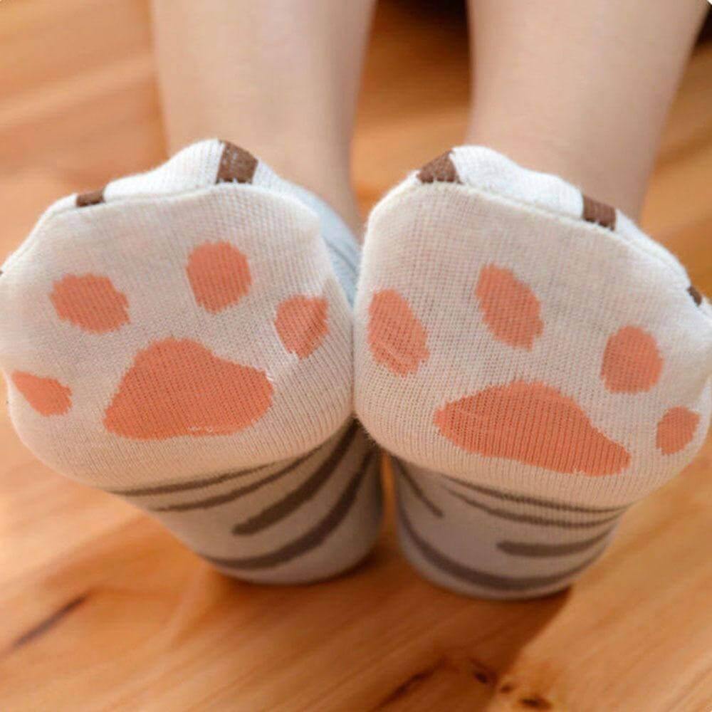 So Kawaii! Cotton Jacquard Paw Socks (4 Pairs) Socks KittyNook   