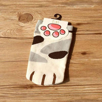 Thumbnail for So Kawaii! Cotton Jacquard Paw Socks - KittyNook