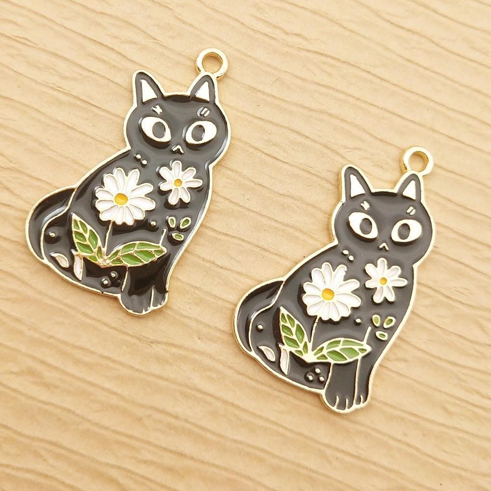 So Kawaii! Flower Cat Enamel Charms (Set of 10) - KittyNook