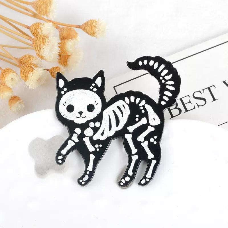 Spooky Black Cat Enamel Pin Brooches & Lapel Pins KittyNook Cat Company   