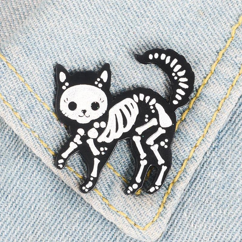 Spooky Black Cat Enamel Pin Brooches & Lapel Pins KittyNook Cat Company   