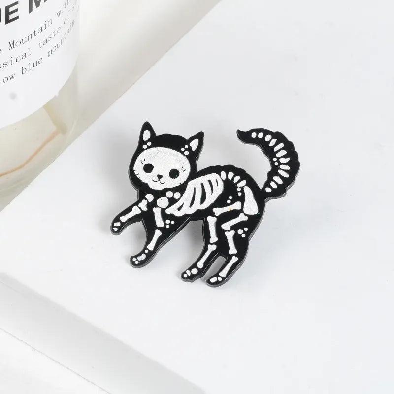 Spooky Black Cat Enamel Pin Brooches & Lapel Pins KittyNook Cat Company   