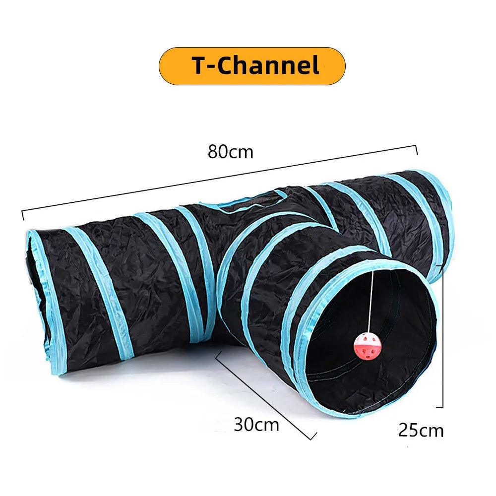 Subway Fun Foldable Cat Tunnel Toy Cat Toys KittyNook T-Shaped (3 Holes)  