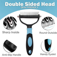 Thumbnail for Two Sided Cat Deshedding Brush - KittyNook Cat Company