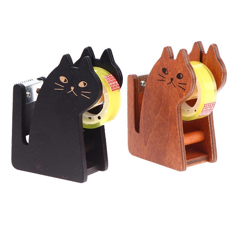 Vintage Cat Wooden Tape Dispenser - KittyNook Cat Company