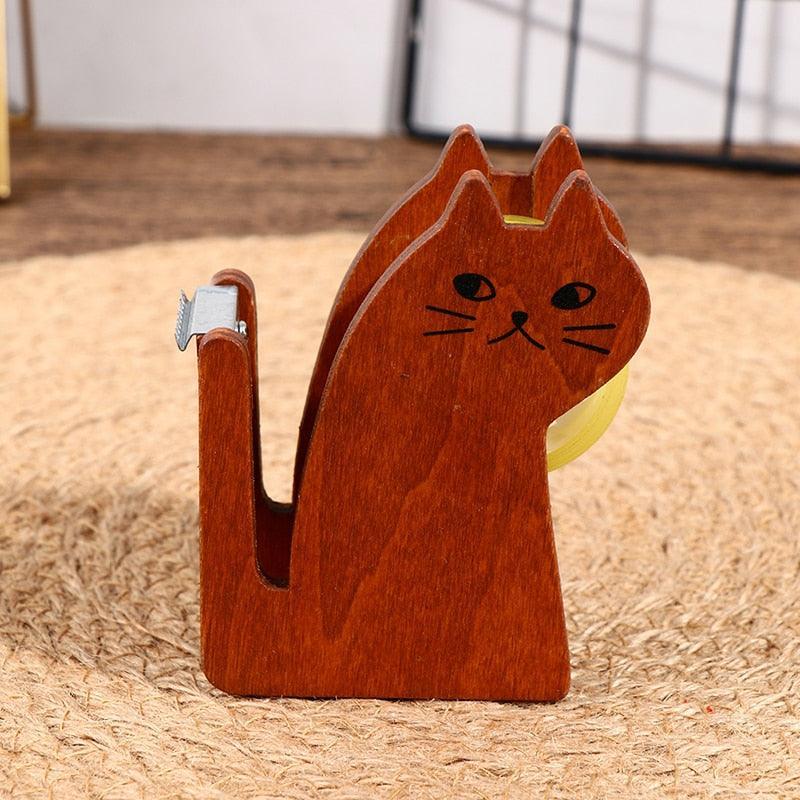 Vintage Cat Wooden Tape Dispenser - KittyNook Cat Company