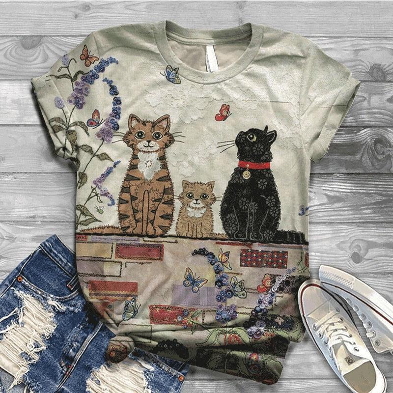 Vintage Summer Cat Shirt - KittyNook Cat Company