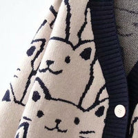 Thumbnail for Vintage V-Neck Cat Sweater - KittyNook Cat Company